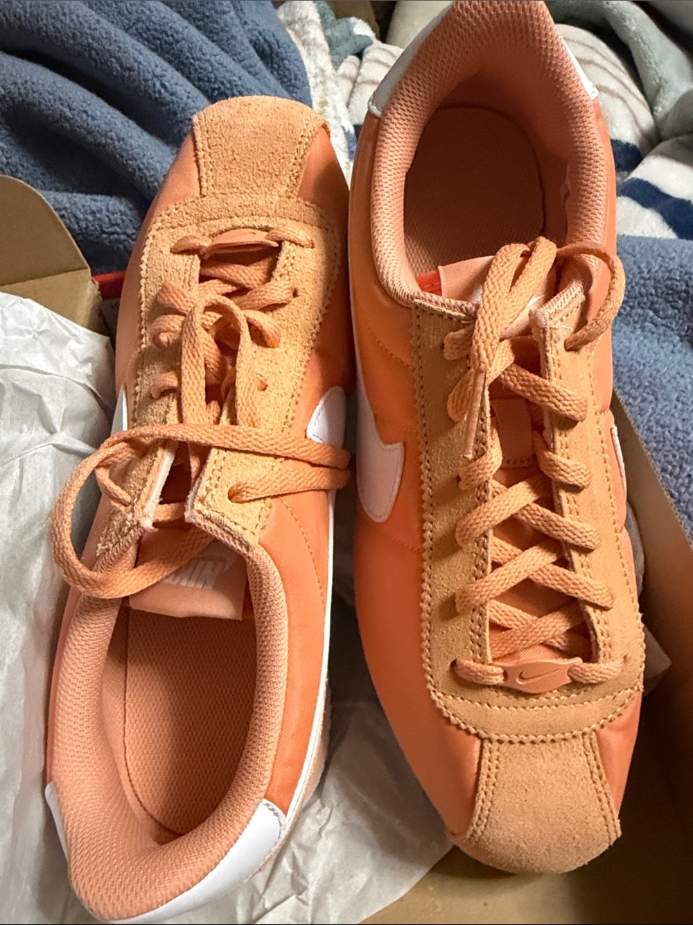 NWOT Nike Kids Cortez TXT (GS) Apricot/White Youth Sneakers - Size 7Y